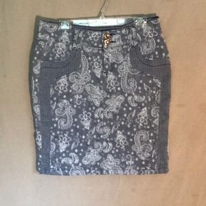 Paisley Denim Tube Skirt